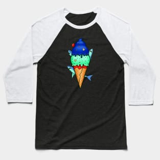 Ice Scream SHARK ATTACK! Baseball T-Shirt